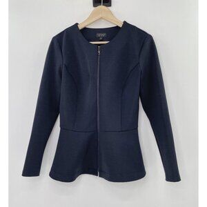 Topshop Women’s Dark Blue Striped Peplum Jacket Full Zip‎ US Size 8 Career